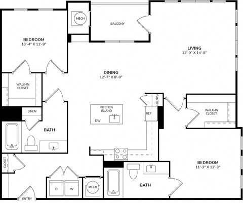 A black and white image of a house floor plan.